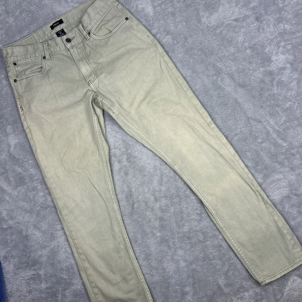 RVCA Jeans Mens Daggers Fit 32 Green‎ Slim Straight Leg